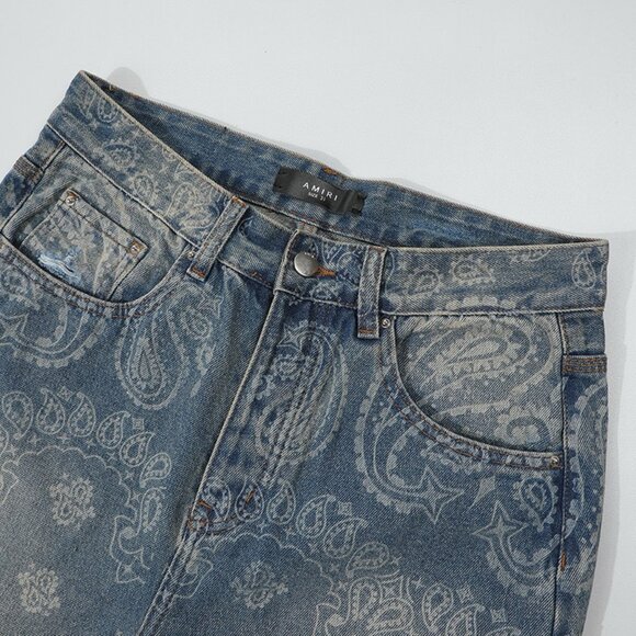 Amiri Patterned Denim Flared Jeans - Picture 3 of 9